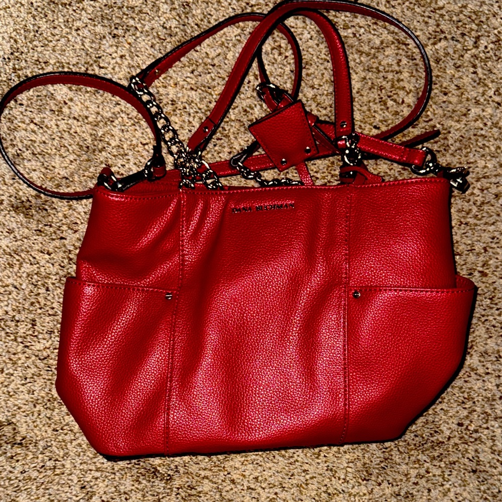 Dana Buchman Cherry Red Pebbled Leather Tote. Very clean.